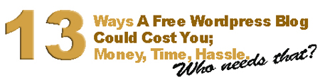 13 Way A Free WordPress Blog Could Cost You; Time, Money, Hassle